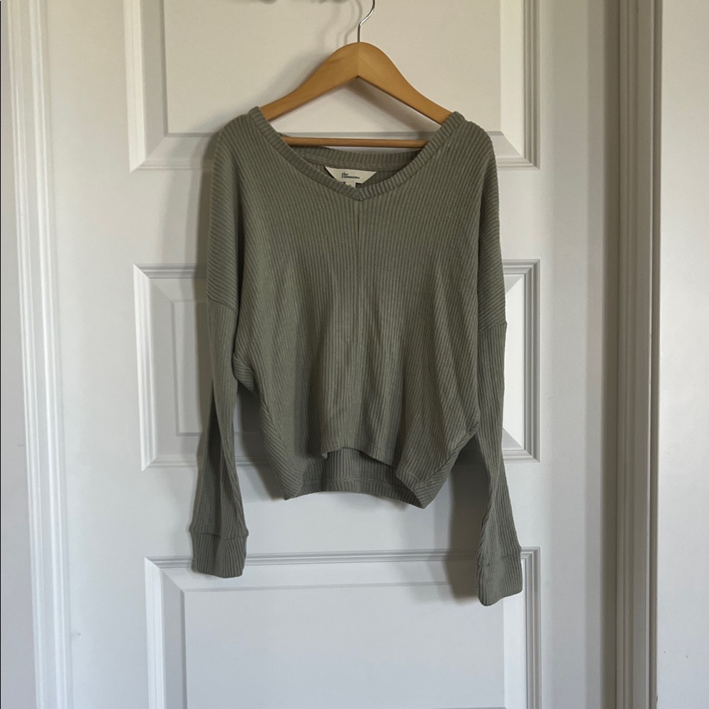 Kids Ribbed Knit Top - Green